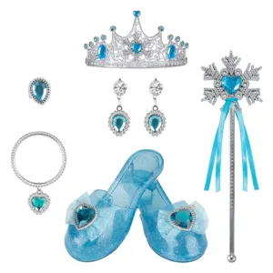 Set de Joacă Fete cu Pantofi și Accesorii de Prințesă, 6 Piese, Albastru