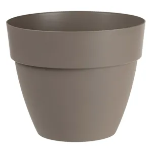 Ghiveci flori rotunde din plastic mocca cu sistem de drenare intern