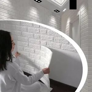 Autocolant de perete cu model piatră, Off White, 70x77 cm