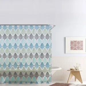 Perdea de dus cu model royal tiles, 180x180 cm, PEVA, multicolor, include 12 inele