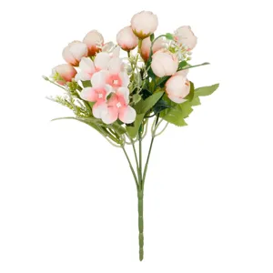 Buchet Flori Artificiale Piersic Roz Mix Bujori și Cireș 30 cm