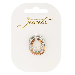 Set de 4 Inele Verighete Aurie Argintie cu Strass