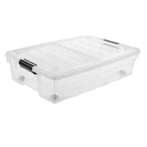 Cutie de depozitare din plastic transparent cu capac, 60 L