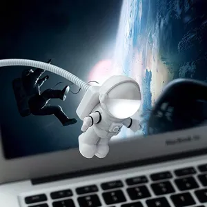 Lampa de veghe cu LED, forma de astronaut, cablu USB flexibil 30 cm, alb