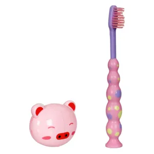 Perie de dinti pentru copii cu husa protectoare roz și lila