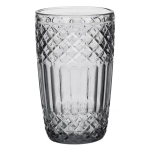 Pahar din sticlă cu model reliefat, 380 ml, gri