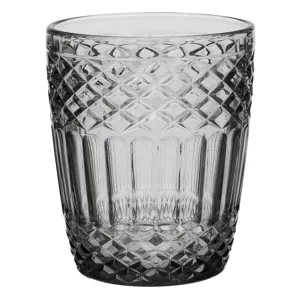 Pahar din sticlă gri cu model reliefat, 300ml