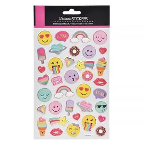 Autocolante cu Emoticons, Donuts și Înghețată - Set 36 buc