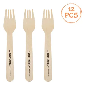 Furculite din Lemn pentru Petrecere, 12 buc, 16 cm, Natural