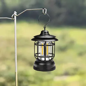Felinar cu 3 LED-uri COB, 6W, 600 Lumeni, Negru, IP65, 9.6x9.6x16.6cm