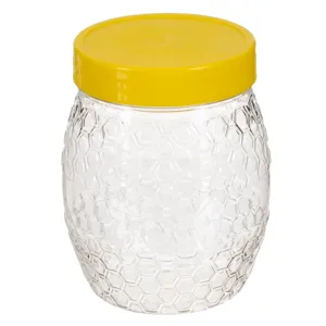 Recipient Plastic Transparent pentru Miere cu Capac Galben