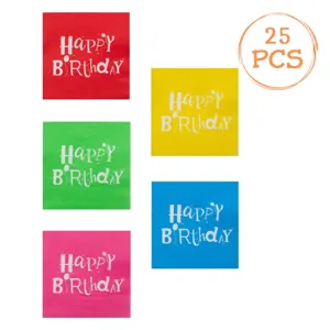 Șervețele de Masă Petrecere Happy Birthday Multicolor Set 25 Bucăți