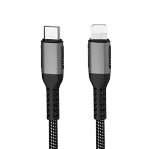 Cablu de încărcare rapidă USB-C la Lightning, 1.5m, Negru, Nailon