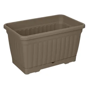 Jardinieră din Plastic cu Farfurie Integrată - Culoare Mocca