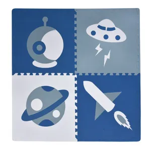 Covor Puzzle pentru Copii, 4 Piese, 61x61 cm, Albastru