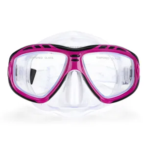 Ochelari de înot cu sticlă tratată termic, Negru/Fucsia, pentru adulți și copii 12+ ani