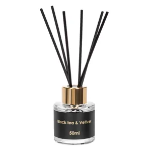 Odorizant de cameră cu ulei și bețișoare, Aromă Ceai Negru & Vetiver, 50ml