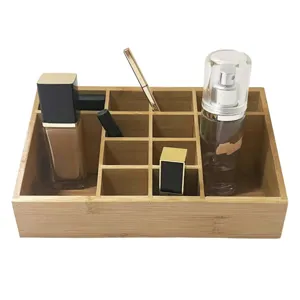 Organizator Cosmetice Bambus 12 Compartimente Dimensiune 24.5x13x9.5cm Maro