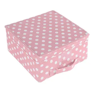Cutie de depozitare textilă cu capac, roz cu buline albe, 30x30x16 cm