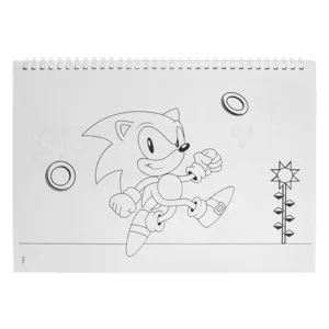 Bloc de desen si colorat Sonic, 30 file A4, spirala, modele pre-tiparite