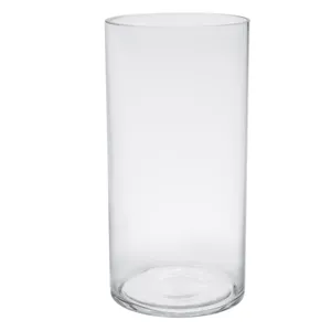 Vază decorativă cilindrică din sticlă transparentă, Ø15x30cm
