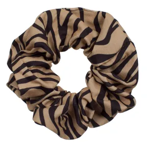 Elastic textil pentru păr, model zebra, bej și negru