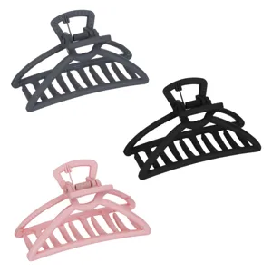 Clame de păr semilună, Set 3 buc, Negru/Gri/Roz, 7.5 cm