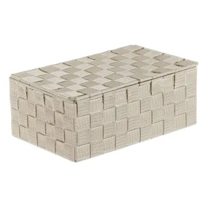 Cutie de depozitare metalică bej cu capac, 27.5x17.5x11cm