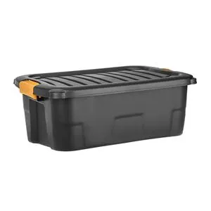 Cutie de depozitare rezistentă 30L plastic negru pentru spații exterioare