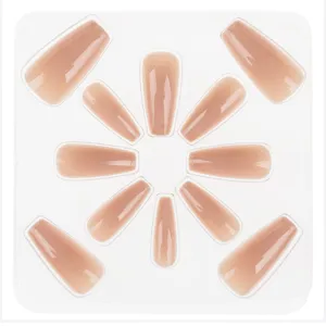 Set Unghii False cu Adeziv Nude Squared - 12buc