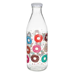Sticlă cu model Donuts, 1L, Transparentă