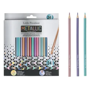 Set 24 Creioane Colorate Metalice cu Varf Subtire pentru Desen