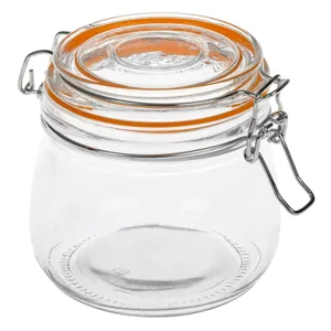 Borcan de depozitare transparent din sticlă cu capac de silicon