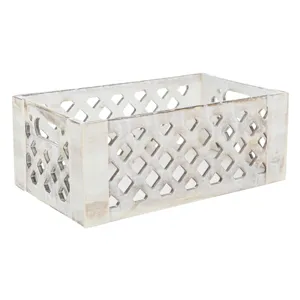 Ladă Decorativă Lemn Alb Brushed pentru Organizare și Stil