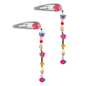 Clame de Par 3D Metal cu Margele Fimo pentru Artizanat Infantil