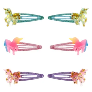 Clame Par Metalice Multicolor Unicorn Stele 3D Glitter pentru Copii