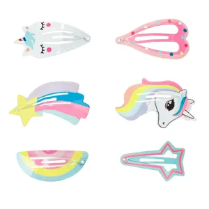 Clame de păr metalice pentru copii, Set 6 buc, Multicolor, 5 cm