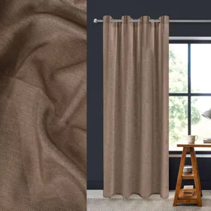 Perdea decorativă cu inele, Maro, 140x260 cm, Poliester