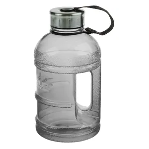 Sticlă de apă din plastic cu mâner și capac metalic, 1L, gri
