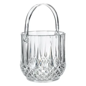 Recipient pentru cuburi de gheață transparent cu mâner și model diamant