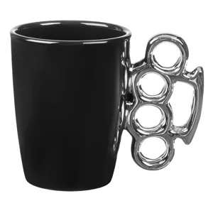 Cana Ceramica Neagra cu Maner 3D Pumn, 400ml