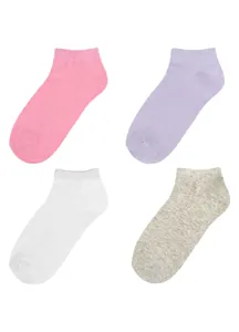 Set Șosete Scurte Femei Multicolor de Bumbac, 4 Perechi