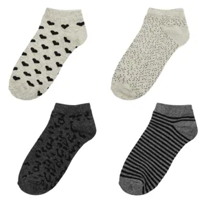 Șosete Femei Set 4 Perechi Animal Print Inimi Dungi Multicolor
