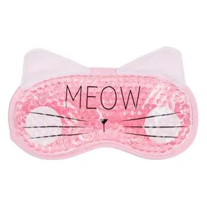 Compresă rece pentru ochi cu gel, Design pisică roz, 19 cm