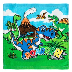 Prosopel din bumbac verde cu dinozauri pentru copii
