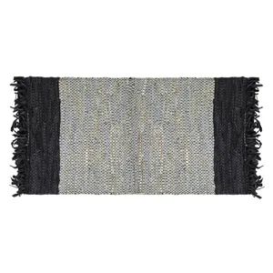 Covoras din Piele Artificiala, Negru Gri Bej, 110x60cm
