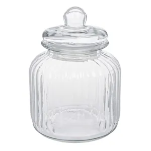 Borcan de Dulciuri Sticlă Transparentă cu Design în Relief