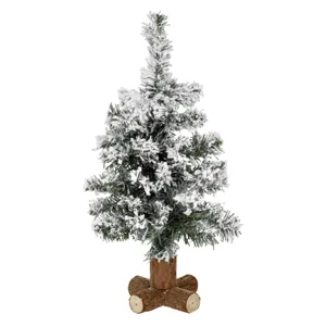 Brad de Craciun pentru Masa, 50 de Ramuri cu Zapada Artificiala, Baza din Lemn, 40cm