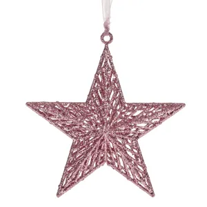 Ornament Brad Crăciun Stea Perforată Roz 18 cm