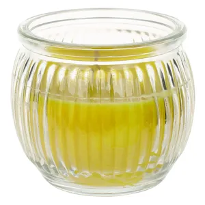 Lumanare cu ulei de citronela in recipient de sticla transparenta, Ø6.5x6.5cm, Galben